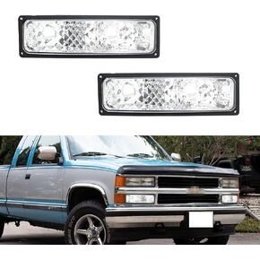 Smoked Lens Compatible with 1988 1989 1990 1991 1992 1993 1994 1995 1996 1997 1998 GMC Chevy C/K 1500/2500/3500 Truck Front Corner Turn Signal Parking Lights housings 5976838, 5976837
