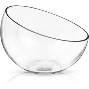 Royal Imports Clear Glass Slant Cut Tilted Angled Bubble Ball Decorative Serving Bowl For Buffet Centerpiece, Plant Terrarium, Flower Vase, Snack Salad fruit Candy Dish