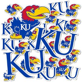The University of Kansas Sticker Jayhawks KU Stickers Vinyl Decals Laptop Water Bottle Car Scrapbook T1 (Type 1-1)