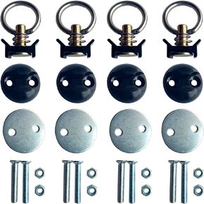 4 Pack Round Anchor Point Tie Down Kit, Bolt On Fitting Kit with Quick Release Tie Down Anchor