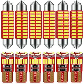 12V 41MM 578 211-2 212-2 Festoon and T10 194 168 2825 W5W LED bulbs Combo Kit Super Bright 6000K White for The U.S.A Car Truck Interiors Map Dome Trunk Cargo License Plate Light 12-Pack