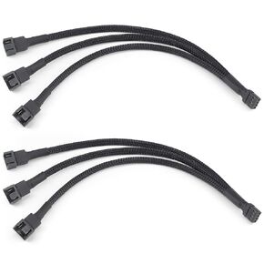 2-Pack Fan Splitter, 4 Pin PWM Fan Splitter Cable PC Case Fan Header Splitter fo Computer 4 Pin or 3 Pin Cooling Fan, 12 Inches (Fan Splitter- 3 Way)