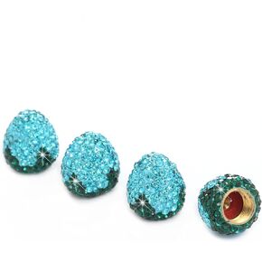 JUSTTOP Strawberry Car Tire Valve Stem Caps, 4 Pack Handmade Crystal Rhinestone Car Stem Air Caps Cover, Attractive Dustproof Bling Car Accessories, Universal for Most Vehicles-AB Colour