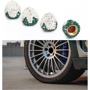 Ziciner 4PCS Strawberry Car Tire Valve Stem Caps, Bling Crystal Rhinestone Tire Valve Stem Covers, Dustproof Wheel Valve Covers for Women, Universal Car Accessories for Most Vehicles (AB)