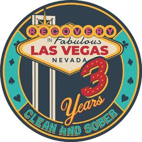Las Vegas Recovery AA chip Available in Years 1-50 Sober Medallion for 12 Step Programs