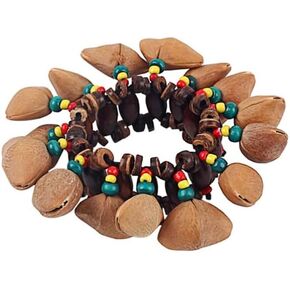 Nut Shell Bracelet African Musical Instrument Handbell African Nut Bell Bracelet Handbell Percussion Accessories Musical Instrument for Man Women (1Pcs)