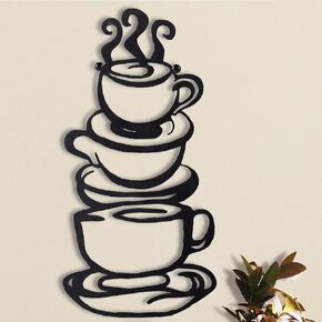 Coffee Cup Metal Wall Art, Farmhouse Kitchen Restaurant Decor Coffee Bar Sign, Red, Christmas gift for a coffee lover