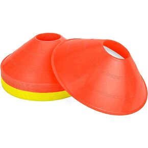 Agility Training Sport Cone 20 Pack - Soccer Cones Disc Cone Sets - Low Profile Field Markers(Red+Yellow)