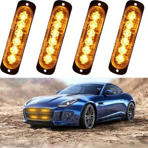 6LED Car Truck Emergency Beacon Warning Hazard Flash Strobe Light Amber/Amber 4-pack in Kuwait