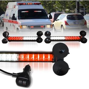 LUMENIX 2x12 Inch LED Traffic Advisor Emergency Strobe Lights Bar Front/Rear Window Windshield 2-in-1 Warning Directional Flashing Lightbar for Construction Vehicles Tow Work Trucks Snowplow- Amber