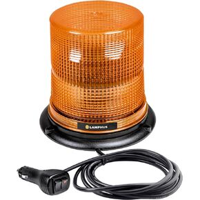 LAMPHUS Mini-Aura 4" 4W AMBER LED Beacon Warning Strobe Light [SAE Class 3] [38 Flash Modes] [Magnet/permanent] [Low Dome] [Rooftop Mount] Flashing Emergency Beacon Light for Forklift Truck