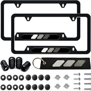 Tri-Color 3 Color Aluminum License Plate Frame Cover Holder Compatible with Toyota Vehicle Truck Trailer SUV. (Yellow Red-02)