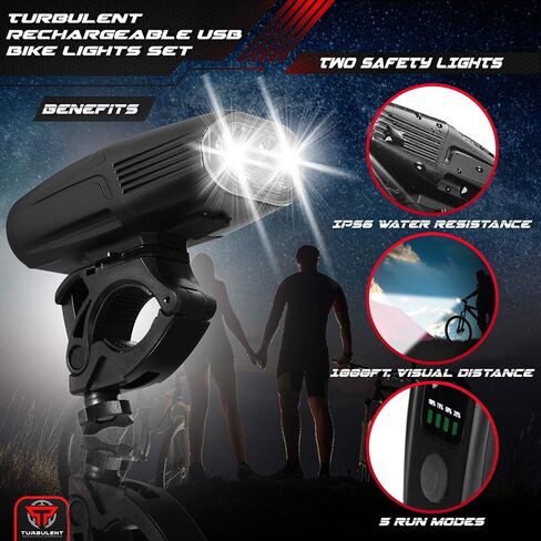 Auto Sensor On/Off Rechargeable Bike Light Set 1000 Lumen Ultra Bright LED Front & Rear Back Flashlight 5 Enhanced Modes Mountain MTB Road IPX6/IPX4 Waterproof in Saudi Arabia