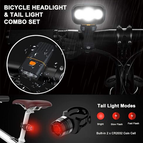 Bike Lights, Bicycle Lights Front and Rear, Rechargeable Battery with Power Bank Function, Headlight Runtime 15+ HR, Cycling Light for Road Mountain Night Riding, Super Bright Free Taillight in Saudi Arabia