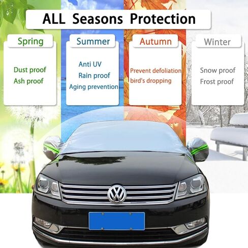 غطاء الزجاج الأمامي نصف غطاء سيارة غطاء مظلة من الشمس مقاوم للماء والغبار والأشعة فوق البنفسجية مقاوم للثلج غطاء عالمي 210D قماش أكسفورد (210D-Fit Sedan/Hatchback) in Kuwait