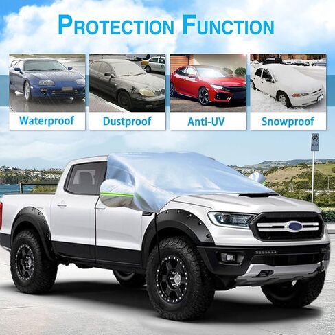 غطاء الزجاج الأمامي نصف غطاء سيارة غطاء مظلة من الشمس مقاوم للماء والغبار والأشعة فوق البنفسجية مقاوم للثلج غطاء عالمي 210D قماش أكسفورد (210D-Fit Sedan/Hatchback) in Kuwait