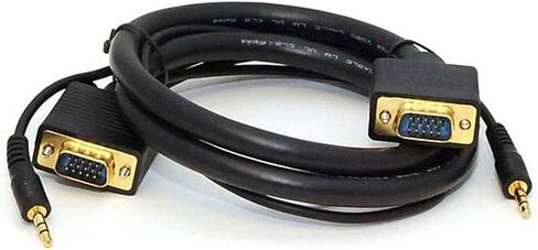 كابل Monoprice 3ft Super VGA HD15 M/M مع صوت ستيريو ودرع ثلاثي (مطلي بالذهب) in Kuwait