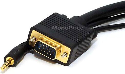 كابل Monoprice 3ft Super VGA HD15 M/M مع صوت ستيريو ودرع ثلاثي (مطلي بالذهب) in Kuwait