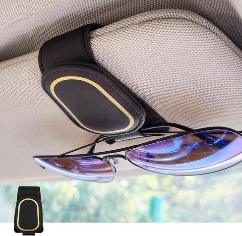 Sunglass Holder for Car Sun Visor, Magnetic Leather Glasses Holder, Sunglasses Clip, Ticket Card Clip, Glasses Case, Car Visor Accessories, Car Storage, Car Organizer, 1pce Pink in Saudi Arabia