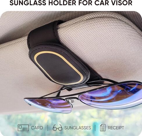 Sunglass Holder for Car Sun Visor, Magnetic Leather Glasses Holder, Sunglasses Clip, Ticket Card Clip, Glasses Case, Car Visor Accessories, Car Storage, Car Organizer, 1pce Pink in Saudi Arabia