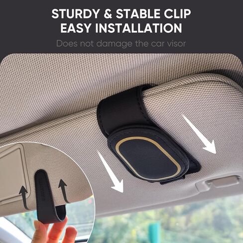 Sunglass Holder for Car Sun Visor, Magnetic Leather Glasses Holder, Sunglasses Clip, Ticket Card Clip, Glasses Case, Car Visor Accessories, Car Storage, Car Organizer, 1pce Pink in Saudi Arabia