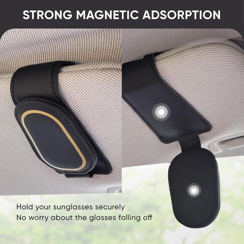 Sunglass Holder for Car Sun Visor, Magnetic Leather Glasses Holder, Sunglasses Clip, Ticket Card Clip, Glasses Case, Car Visor Accessories, Car Storage, Car Organizer, 1pce Pink in Saudi Arabia