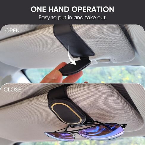 Sunglass Holder for Car Sun Visor, Magnetic Leather Glasses Holder, Sunglasses Clip, Ticket Card Clip, Glasses Case, Car Visor Accessories, Car Storage, Car Organizer, 1pce Pink in Saudi Arabia