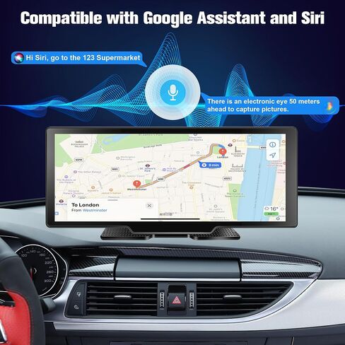 Carplay Android Auto 2.5K، شاشة راديو لاسلكية محمولة عالية الدقة 10.26 بوصة، جهاز استقبال صوت السيارة مع التحكم الصوتي BT AUX FM، كاميرا الرؤية الخلفية مع تسجيل حلقة، مع بطاقة TF 128 جيجا in Kuwait