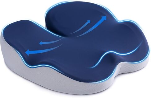 وسادة كرسي المكتب، وسائد مقعد لتخفيف الضغط لعظم الذيل والظهر وتخفيف آلام العصعص، وسادة مريحة من إسفنج الذاكرة للسيارة والكمبيوتر وكراسي المكتب باللون الأزرق الداكن in Kuwait