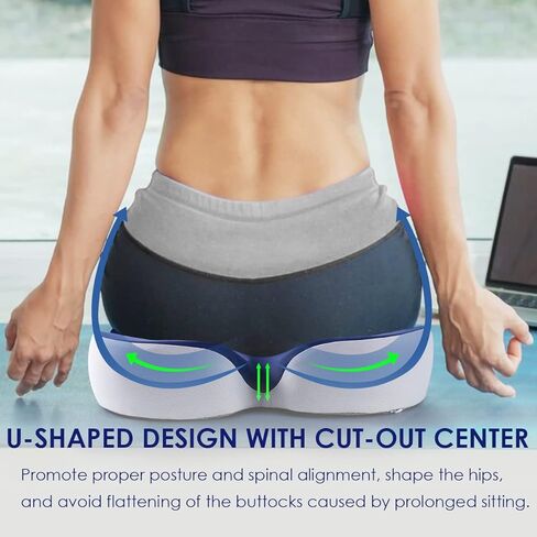 وسادة كرسي المكتب، وسائد مقعد لتخفيف الضغط لعظم الذيل والظهر وتخفيف آلام العصعص، وسادة مريحة من إسفنج الذاكرة للسيارة والكمبيوتر وكراسي المكتب باللون الأزرق الداكن in Kuwait