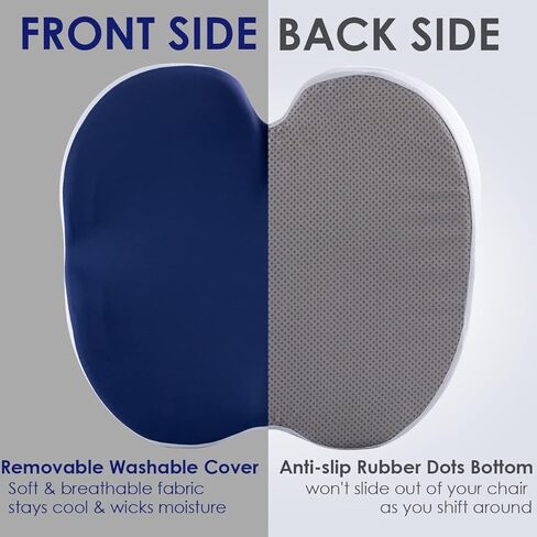 وسادة كرسي المكتب، وسائد مقعد لتخفيف الضغط لعظم الذيل والظهر وتخفيف آلام العصعص، وسادة مريحة من إسفنج الذاكرة للسيارة والكمبيوتر وكراسي المكتب باللون الأزرق الداكن in Kuwait