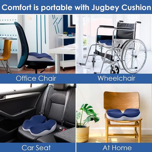 وسادة كرسي المكتب، وسائد مقعد لتخفيف الضغط لعظم الذيل والظهر وتخفيف آلام العصعص، وسادة مريحة من إسفنج الذاكرة للسيارة والكمبيوتر وكراسي المكتب باللون الأزرق الداكن in Kuwait
