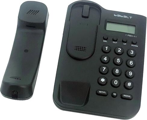 هاتف أرضي أساسي سلكي، TelPal FSK/DTMF هاتف بسيط لهوية المتصل مع شاشة LCD لرقم المكالمات الواردة، مكتب صغير/هاتف تناظري قابل للتركيب على الحائط للمكتب المنزلي (أسود) in Saudi Arabia