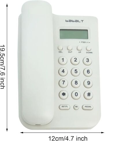 Corded Basic Landline Phone, TelPal FSK/DTMF Simple Caller ID Telephone with LCD Incoming Call Number Display, Small Desk/Wall Mountable Analog Phone for Home Office (Black) in Kuwait