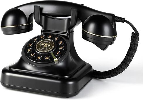 Retro Landline Phone 1960's Vintage Corded Dial Button Phone Classic Old Telephone Antique Phones with Redial Function for Home Office (Black) in Saudi Arabia