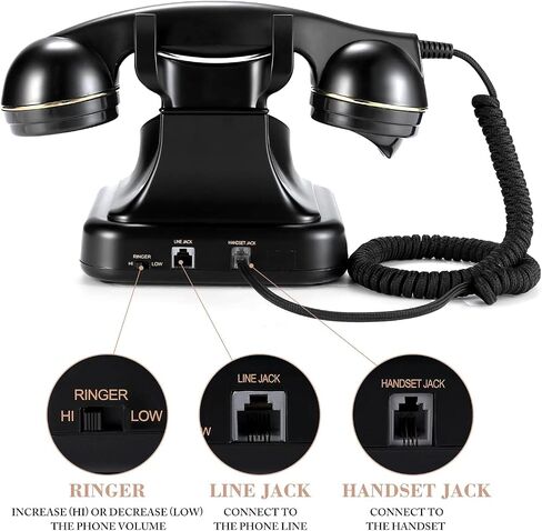 Retro Landline Phone 1960's Vintage Corded Dial Button Phone Classic Old Telephone Antique Phones with Redial Function for Home Office (Black) in Saudi Arabia