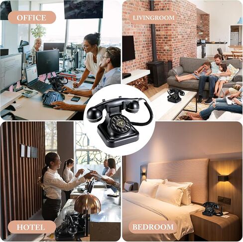 Retro Landline Phone 1960's Vintage Corded Dial Button Phone Classic Old Telephone Antique Phones with Redial Function for Home Office (Black) in Saudi Arabia