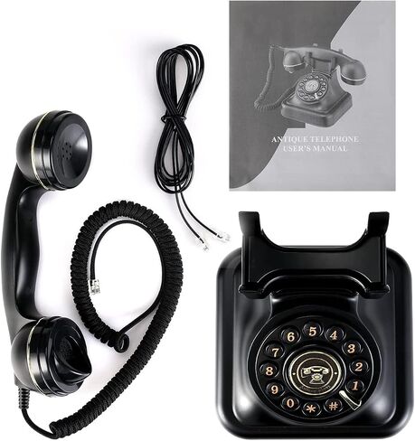 Retro Landline Phone 1960's Vintage Corded Dial Button Phone Classic Old Telephone Antique Phones with Redial Function for Home Office (Black) in Saudi Arabia