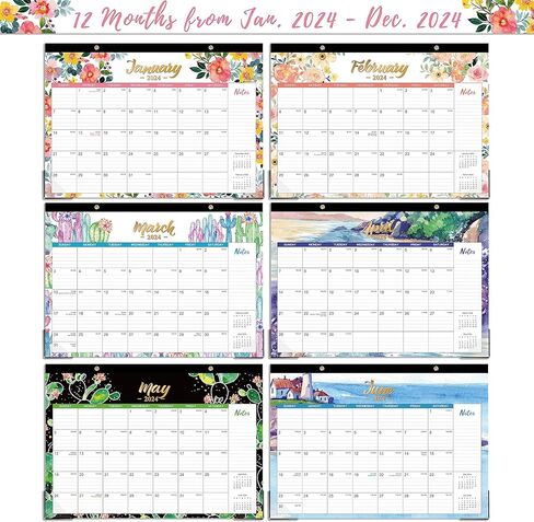 2024 Desk Calendar - Jan. 2024 - Dec. 2024, 2024 Calendar, 16.8" x 12", 12 Monthly Calendar, Desk Calendar with 2 Corner Protectors, Thick Paper, Large ruled Blocks - Floral in Saudi Arabia