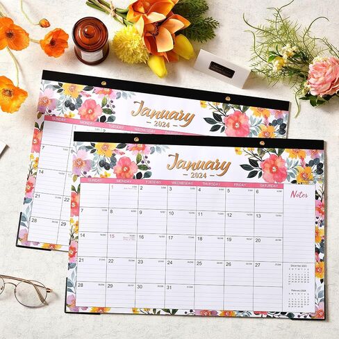 2024 Desk Calendar - Jan. 2024 - Dec. 2024, 2024 Calendar, 16.8" x 12", 12 Monthly Calendar, Desk Calendar with 2 Corner Protectors, Thick Paper, Large ruled Blocks - Floral in Saudi Arabia