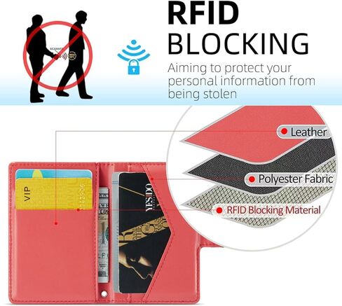 for Apple Magnetic Phone Wallet,Compatible with Magsafe Wallet with 5 Card Holder & with RFID Blocking for iPhone 15/14/13/12 pro Max/Mini/plus,Vegan Leather,Red in Kuwait