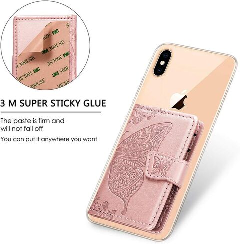MEUPZZK Cell Phone Wallet Slim 3M Adhesive Credit Card Holder Stick on Wallet Cell Phone for iPhone/Android/Samsung Galaxy and Most Smartphones (A-Black) in Saudi Arabia