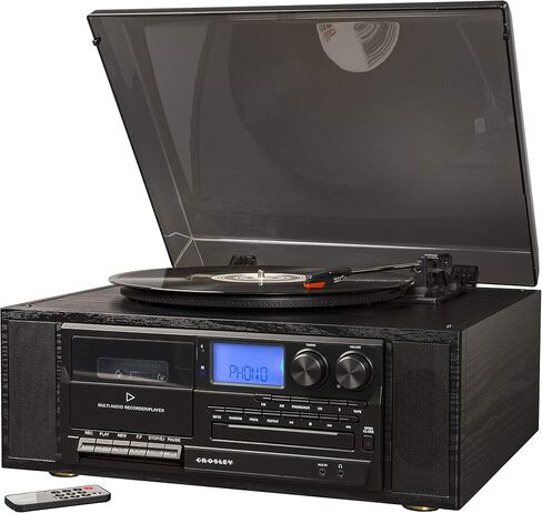 Crosley CR7010A-BK Ridgemont 3-Speed Turntable with Bluetooth, AM/FM Radio, CD Player, Cassette Deck, and Aux-in in Saudi Arabia