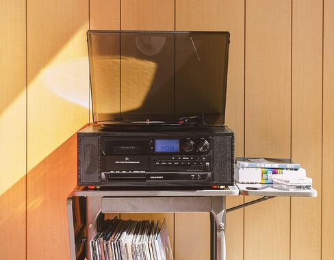 Crosley CR7010A-BK Ridgemont 3-Speed Turntable with Bluetooth, AM/FM Radio, CD Player, Cassette Deck, and Aux-in in Saudi Arabia