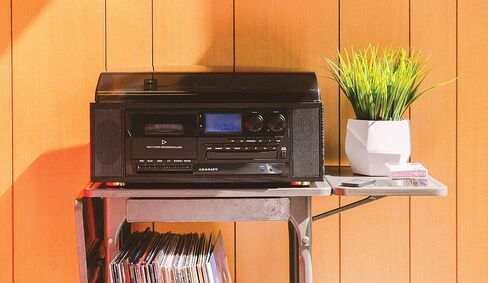 Crosley CR7010A-BK Ridgemont 3-Speed Turntable with Bluetooth, AM/FM Radio, CD Player, Cassette Deck, and Aux-in in Saudi Arabia