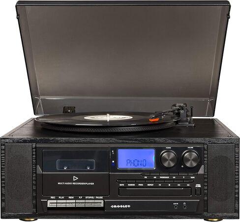 Crosley CR7010A-BK Ridgemont 3-Speed Turntable with Bluetooth, AM/FM Radio, CD Player, Cassette Deck, and Aux-in in Saudi Arabia