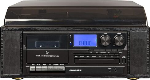 Crosley CR7010A-BK Ridgemont 3-Speed Turntable with Bluetooth, AM/FM Radio, CD Player, Cassette Deck, and Aux-in in Saudi Arabia