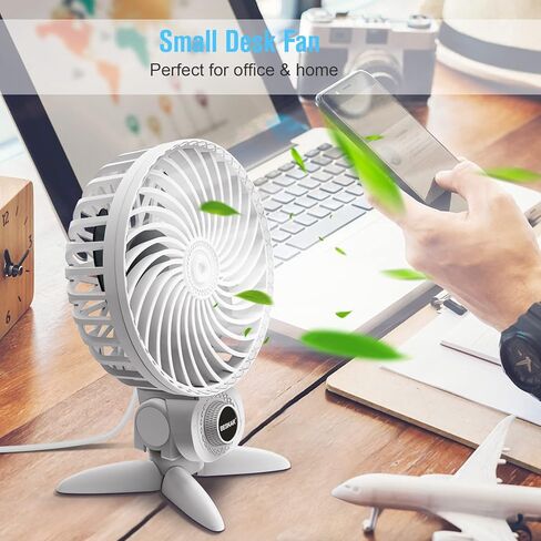 BESKAR مروحة مكتب USB شخصية، CVT بسرعات متغيرة، مروحة تبريد صغيرة، رياح قوية، تشغيل هادئ، إمالة قابلة للتعديل، مروحة صغيرة محمولة لسرير المكتب المكتبي والسفر - سلك USB يعمل بالطاقة in Kuwait