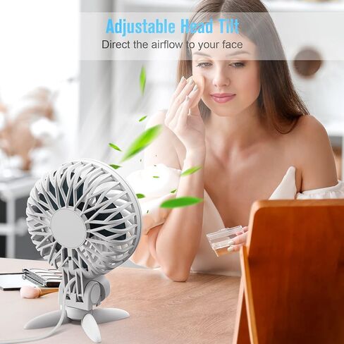 BESKAR مروحة مكتب USB شخصية، CVT بسرعات متغيرة، مروحة تبريد صغيرة، رياح قوية، تشغيل هادئ، إمالة قابلة للتعديل، مروحة صغيرة محمولة لسرير المكتب المكتبي والسفر - سلك USB يعمل بالطاقة in Kuwait