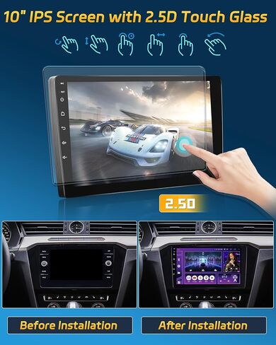 8 Core 4G+64G Android 13 Car Stereo Double Din Wireless Apple Carplay Android Auto, Hikity 10" IPS Screen Car Audio Bluetooth, 36EQ DSP, GPS Navi, WiFi, Mirrror Link, FM RDS, SWC + Mic, Backup Cam in Saudi Arabia